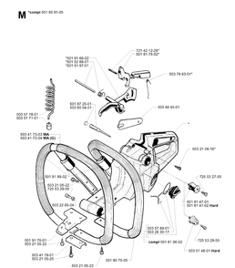 Fuel Tank And Handle Diagram and Parts List for 288 20014000001-Current Husqvarna Chainsaw