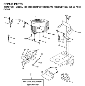 Engine Diagram and Parts List for YTH1848XP (954567260)(2001-02) Husqvarna Lawn Tractor