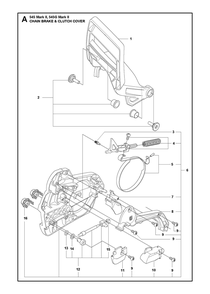 Chain Brake And Clutch Cover Diagram and Parts List for 545GMARKII  Husqvarna Chainsaw