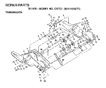 Transmission Diagram and Parts List for CRT52 (954140067D)(1999-03) Husqvarna Tiller