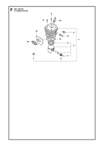 Cylinder Piston Diagram and Parts List for 395XP-395XPG 395 XP W - 395 XP GW Husqvarna Chainsaw