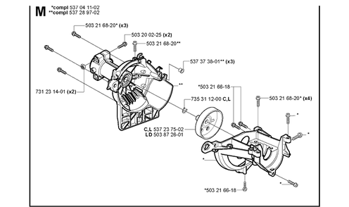Clutch Diagram and Parts List for 123L  Husqvarna Edger