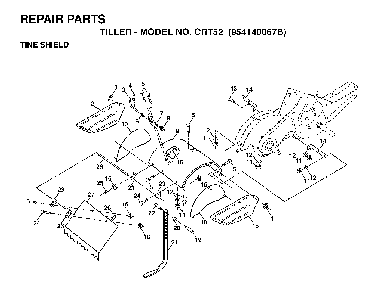 Tine Shield Diagram and Parts List for CRT52 (954140067B)(1998-07) Husqvarna Tiller