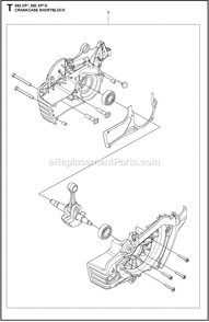 Short Block Diagram and Parts List for 592XPG  Husqvarna Chainsaw