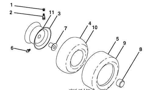 Wheels And Tires Diagram and Parts List for LTH18538 (917289600)(2010-05) Husqvarna Lawn Mower