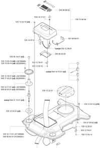 Keypad/Upper Chassis Diagram and Parts List for 230ACX 2008-02 Husqvarna Lawn Mower