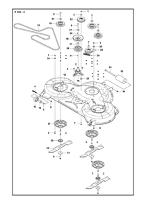 48/122cm Cutting Deck Diagram and Parts List for 122R400GEN2  Husqvarna Lawn Tractor Accessories