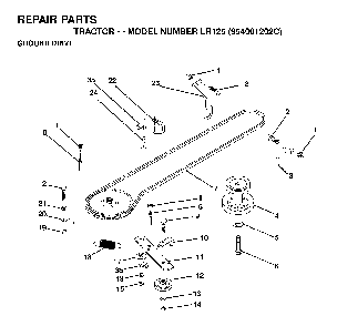 Drive Diagram and Parts List for LR125 (954001202C)(1995-03) Husqvarna Lawn Tractor