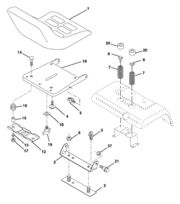 Seat Assembly Diagram and Parts List for GTH2350 (954568540-A)(2002-07) Husqvarna Lawn Tractor