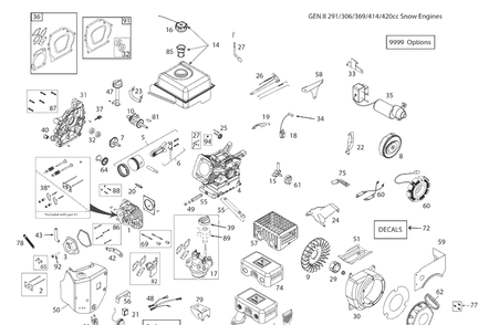 Engine Diagram and Parts List for ST230P  Husqvarna Snow Blower