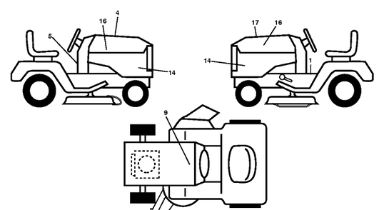 Decals Diagram and Parts List for LGT25K54 (96048001200)(2010-12) Husqvarna Lawn Tractor