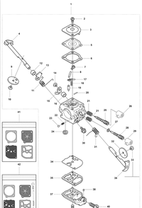 Carb Parts Diagram and Parts List for 327P4 2008-03 Husqvarna Pole Saw