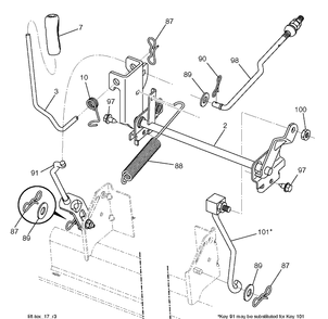Mower Lift / Deck Lift Diagram and Parts List for YTA19K42 (96043014201)(2012-12) Husqvarna Lawn Tractor