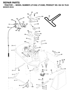 Mower Deck / Cutting Deck Diagram and Parts List for LT1238-LT1238B 2001-03 Husqvarna Lawn Tractor