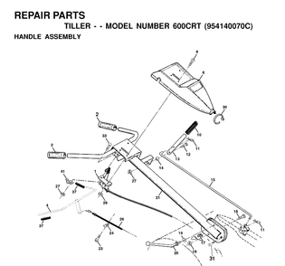 Handle And Controls Diagram and Parts List for 600CRT (954140070C)(1999-09) Husqvarna Cultivator
