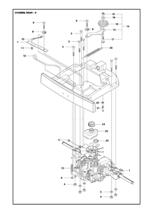 Chassis Rear Diagram and Parts List for R316TX  Husqvarna Lawn Mower