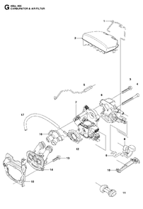 Carburetor Air Filter Diagram and Parts List for 455ERANCHER 2013-01 Husqvarna Chainsaw
