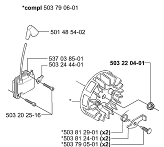 Ignition / Flywheel Diagram and Parts List for 232RD 2000-10 Husqvarna Brush Cutter