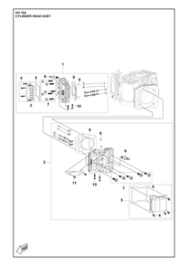 Cylinder Head Assembly Diagram and Parts List for HV764  Husqvarna Engine