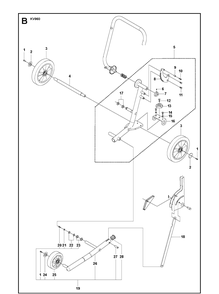 Shaft And Handle Diagram and Parts List for KV960 2008-02 Husqvarna Lawn Tractor Accessories