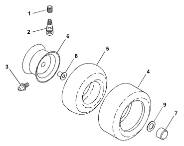 Wheels And Tires Diagram and Parts List for LR111 (954001212-A)(1994-07) Husqvarna Lawn Tractor