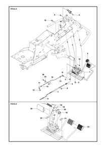 Pedals Diagram and Parts List for R214TC2017-2021  Husqvarna Lawn Tractor