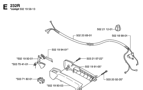 Handle And Controls 3 Diagram and Parts List for 232R 20144900001-Current Husqvarna Brush Cutter