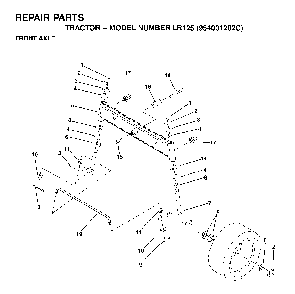 Front Axle Diagram and Parts List for LR125 (954001202C)(1995-03) Husqvarna Lawn Tractor