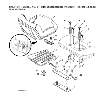 Seat Diagram and Parts List for YTH2454 (96043009300)(2009-10) Husqvarna Lawn Tractor