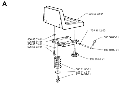 Seat Diagram and Parts List for R850 1998-03 Husqvarna Lawn Tractor
