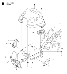 Cover Diagram and Parts List for R111B5 (965996701)(2011-02) Husqvarna Lawn Mower