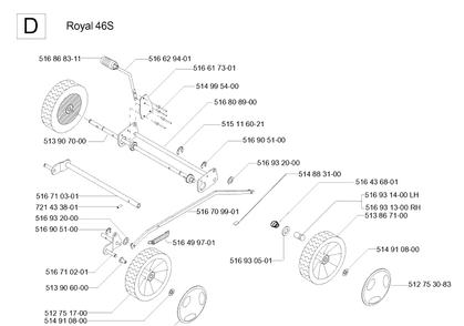 Wheels And Tires 3 Diagram and Parts List for 46 ROYAL Husqvarna Lawn Mower