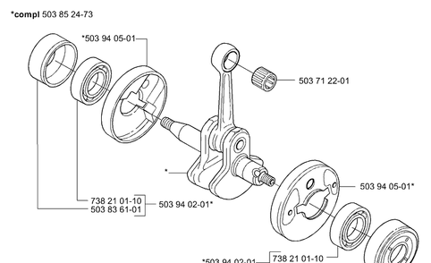Crankshaft Diagram and Parts List for 322L 2001-01 Husqvarna Trimmer