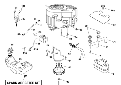 Engine Diagram and Parts List for TS142X (96043030200)(2019-08) Husqvarna Lawn Tractor