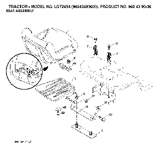 Seat Diagram and Parts List for LGT2654 (96043003600, 960430036)(2006-12) Husqvarna Lawn Tractor