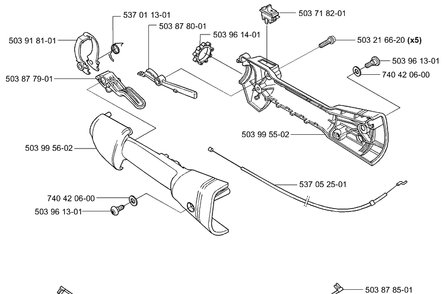 Throttle Diagram and Parts List for HA850 2004-01 Husqvarna Hedge Trimmer