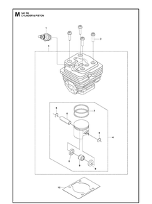 Cylinder Piston Diagram and Parts List for 541RB  Husqvarna Brush Cutter