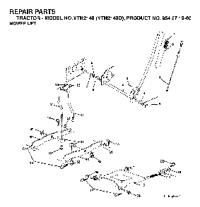 Mower Lift / Deck Lift Diagram and Parts List for YTH2148D (954571960)(2004-04) Husqvarna Lawn Tractor