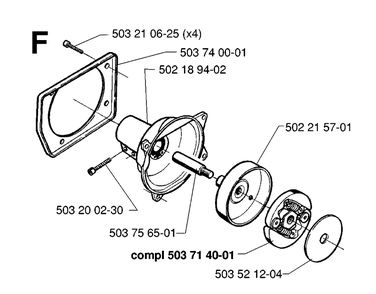 Clutch Diagram and Parts List for 240RBD 19970500001-20004000000 Husqvarna Brush Cutter