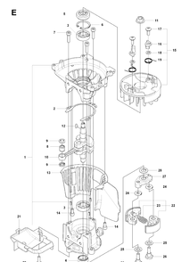 Crankcase And Clutchdrum Diagram and Parts List for 226HS99S 20080500001-20130500000 Husqvarna Hedge Trimmer