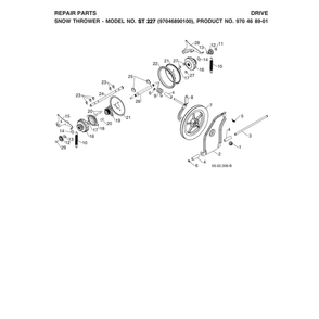 Drive Diagram and Parts List for ST227-970528702  Husqvarna Snow Blower