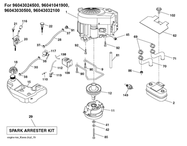 Engine Diagram and Parts List for TS354XD-2019  Husqvarna Lawn Tractor