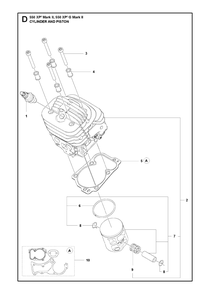 Cylinder Piston Diagram and Parts List for 550XP-XPG Mark II Husqvarna Chainsaw