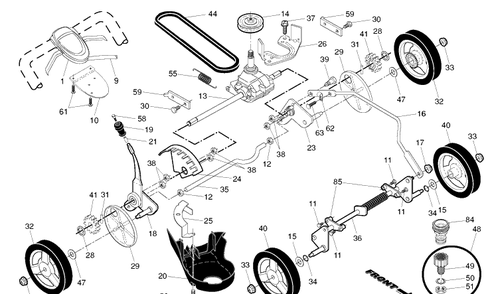 Drive Diagram and Parts List for 7022RLS (96143007801)(2011-03) Husqvarna Lawn Mower