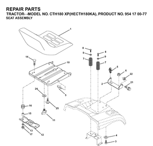Seat Diagram and Parts List for CTH180XP (HECTH180KA)(2003-01) Husqvarna Lawn Tractor