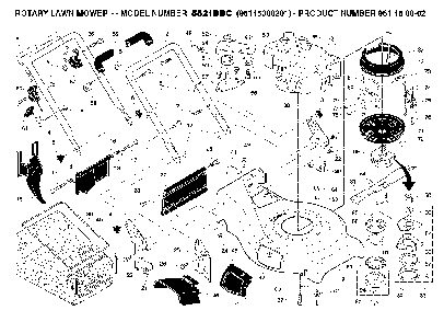 Repair Parts Diagram and Parts List for 5521BBC (96145000201)(2005-07) Husqvarna Lawn Mower