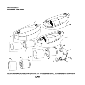 Engine >> Air Intake Diagram and Parts List for 96041039400  Husqvarna Lawn Tractor
