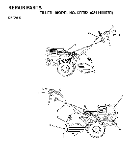 Decals Diagram and Parts List for CRT52 (954140067D)(1999-03) Husqvarna Tiller