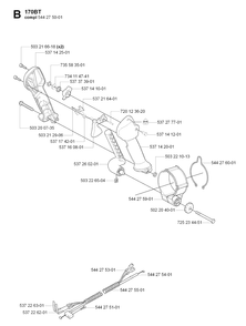 Handle And Controls Diagram and Parts List for 170BT 20061000001-20084000000 Husqvarna Leaf Blower / Vacuum