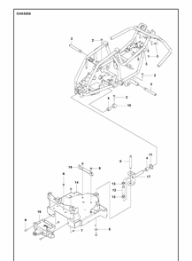 Chassis Rear Diagram and Parts List for R112IC 967848201 Husqvarna Lawn Mower